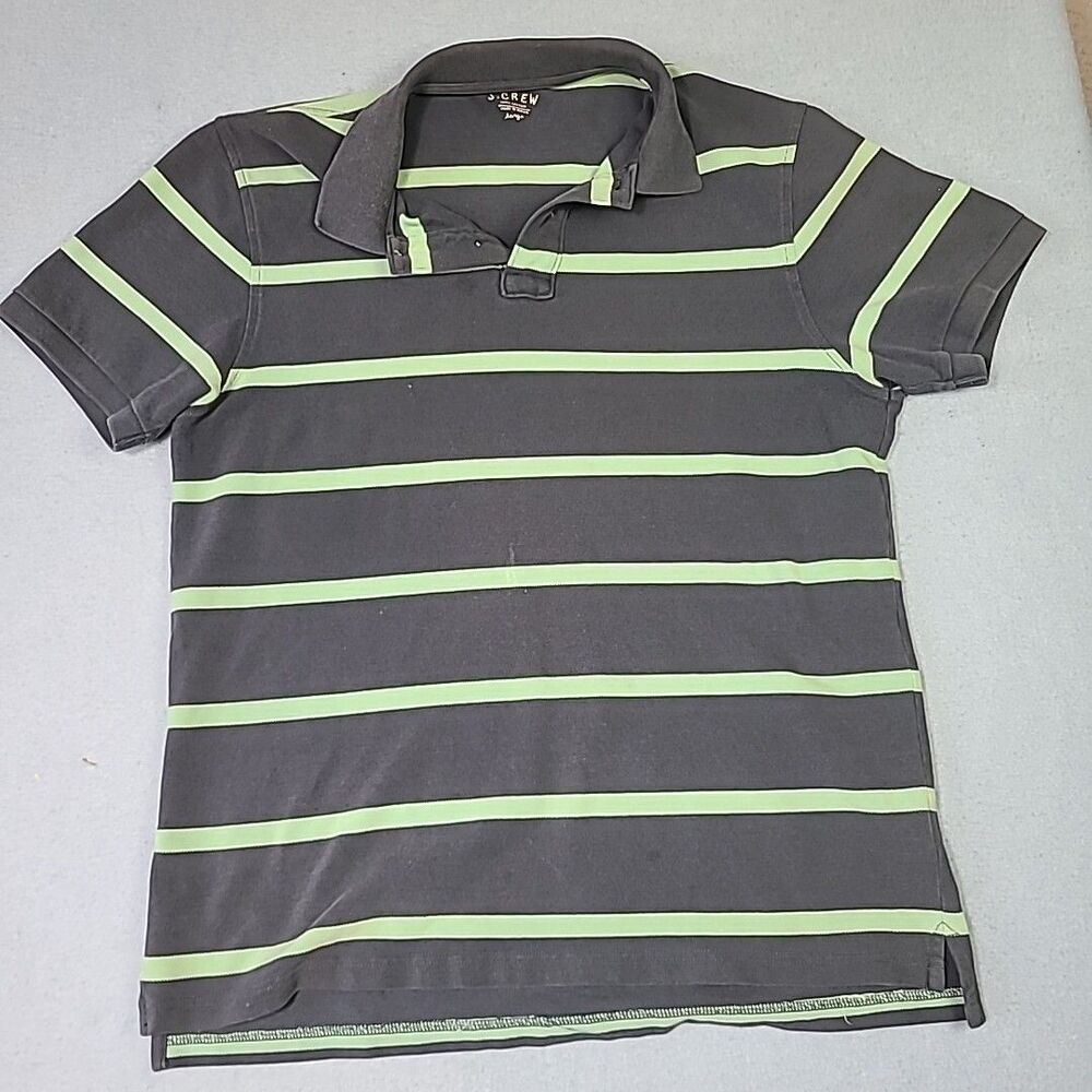 J Crew Polo Shirt Stripe Men's Green short sleeves